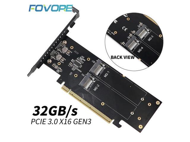 PCIe to M2 adapter PCIe X16 4 port M2 NVME M Key SSD converter M.2 PCI express X16 adapter VROC RAID Expansion Card