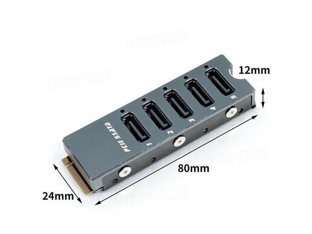M2 to 5 Ports SATA Converter NVME SATA Adaptor M.2 PCIe Key M 6Gbps SSD SATA3.0 Adapter Expansion Card With Case For Desktop