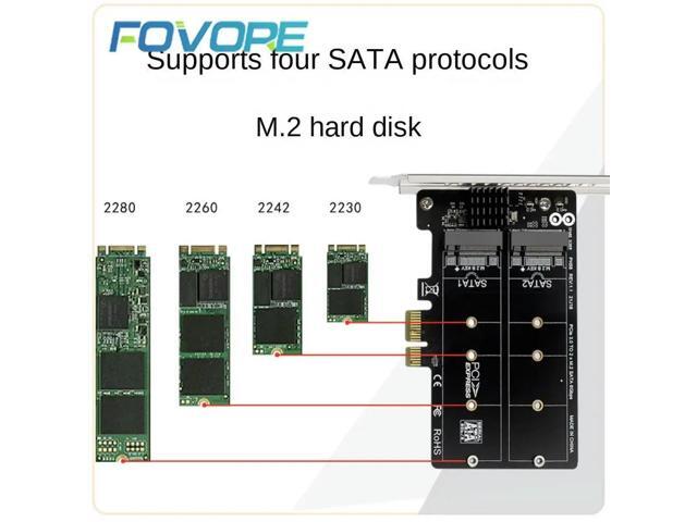 M.2 SATA to PCIE Adapter Card Double Disc RAID Split Expansion Dual-Disk Array Card PCIe X1 to NGFF M2 SATA Extended card