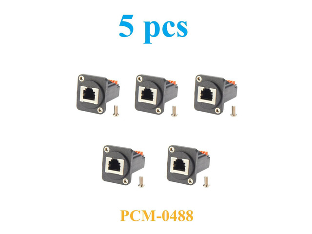 RJ12 to Terminal Block Adapter 6P6C Female Square Panel Mount Connector to 6-Port Press-Type TB for Telecom and Network5pcs