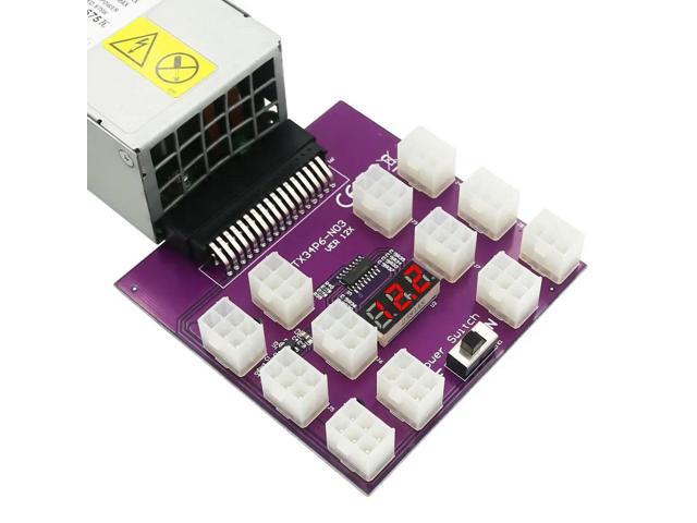 GPU PSU Power Supply Breakout Board With 12PCS ATX 6Pin Power Connector for Server Emerson 7001484 for Riser Mining Power Supply