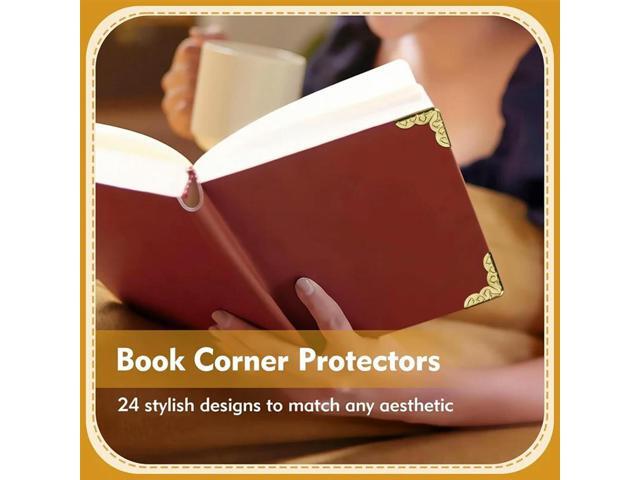 Premium Durable-Bookbinding 96-Pack Book Corner Protectors,24 Styles l Supply For DIY Desk Jewelry