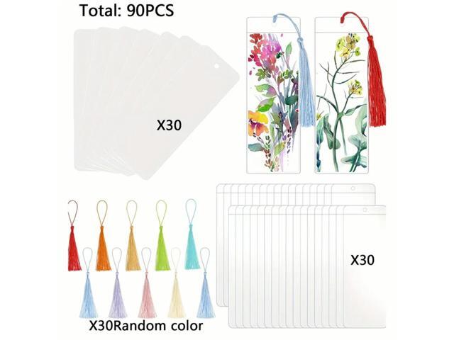 Paper Blank Bookmarks With Tassels Clear Bookmark Blanks Colorful Tassels Cardstock DIY Bookmark Making Kit