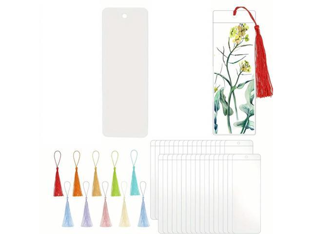Paper Blank Bookmarks With Tassels Clear Bookmark Blanks Colorful Tassels Cardstock DIY Bookmark Making Kit
