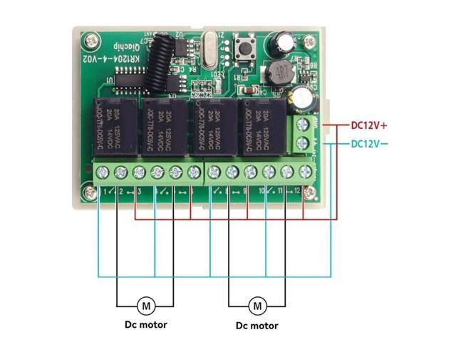 DC 12V 433Mhz 4-Button Relay Switch With Remote Control For DIY 4 Channel Applications Project