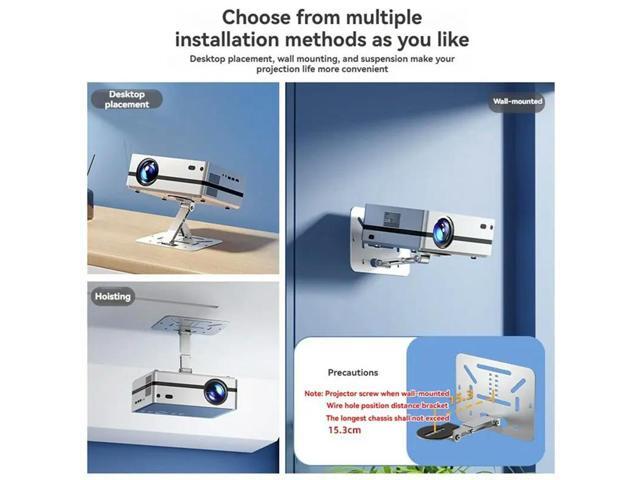 Universal Projector Bracket Desk, Wall And Ceiling Mount Bracket Adjustable Projector Stand With 1/4 Inch Screw Black
