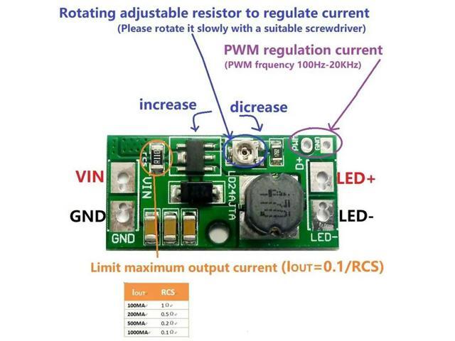 30-900MA 6-25V Step-Down LED Driver Board DC-DC Step-Down Constant Current Converter PWM Controller 5PCS