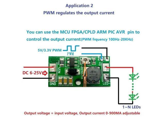 30-900MA 6-25V Step-Down LED Driver Board DC-DC Step-Down Constant Current Converter PWM Controller 5PCS