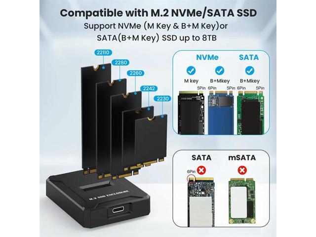 M. 2-Hard Drive Holder Notebook External Box Solid-State Drive Dual Protocol Nvme/NGFF Type-C Enclosure