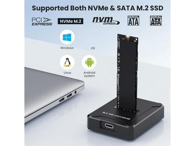 M. 2-Hard Drive Holder Notebook External Box Solid-State Drive Dual Protocol Nvme/NGFF Type-C Enclosure