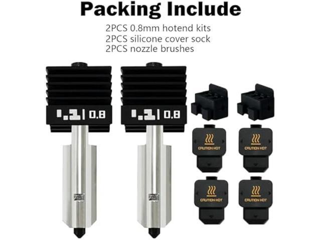 Extra 2PK Silicone Cover+ 2PK Nozzle Brush Included In 2PK 0.8MM Hotend Kit With Upgrade Hardened Steel Nozzle For La