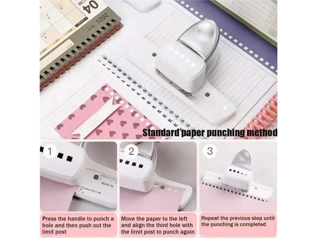Handheld Square 5-Hole Paper Puncher, Loose-Leaf Stationery Punch, DIY Diary Binding Tool Office Equipment Press