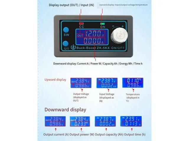 ZK-5KX Adjustable Regulated DC Buck-Boost Converter 5A Max 0.6-36V Power Supply LCD Display For Electronic Equipment