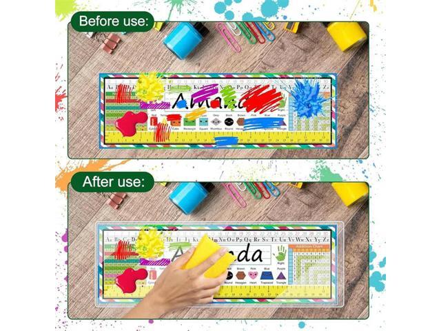 Clear Reusable Nameplate Pocket Self-Adhesive Desk Name Tag-30 Pieces 9.5' X 3.4' For School Classroom Desk Covers