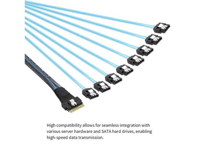High Speed Pcie 4.0 Slimline Slimsas SFF-8654 8I To 8X SATA 74Pin Target Hard Disk Fanout Cable 1M For Raid