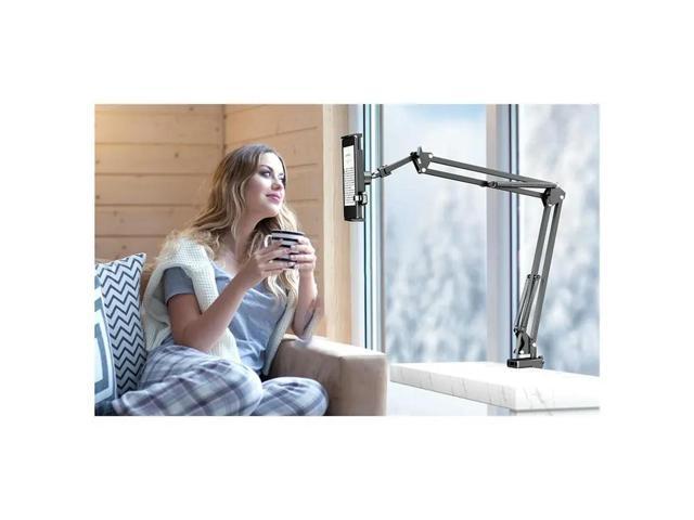 Bedside Adjustable Desk Arm Stand For Tablets Holder With Auto Clicker Functionality, Hands-Free Design For Phones Tablets