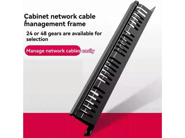 Wire Organizer With Cover 24 Slot l Finger Duct 1U Network Cable Management Horizontal Mount 19 Inch Server Rack