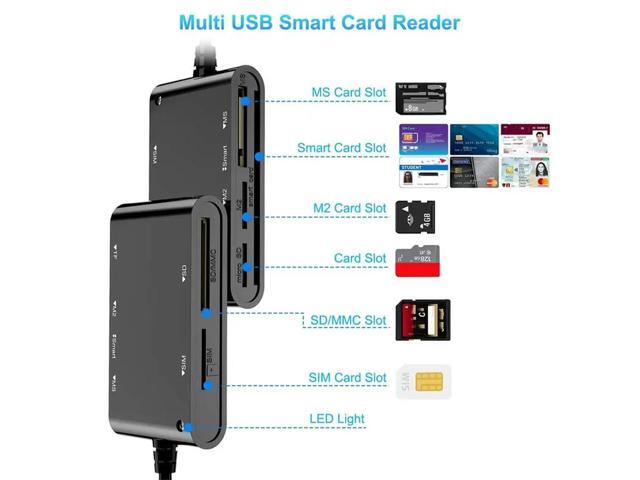 Multi-Function 6 In 1 Card Reader USB/Type-C To Read SIM/SD/MS/M2/TF Card For PC Laptop Data Transfer