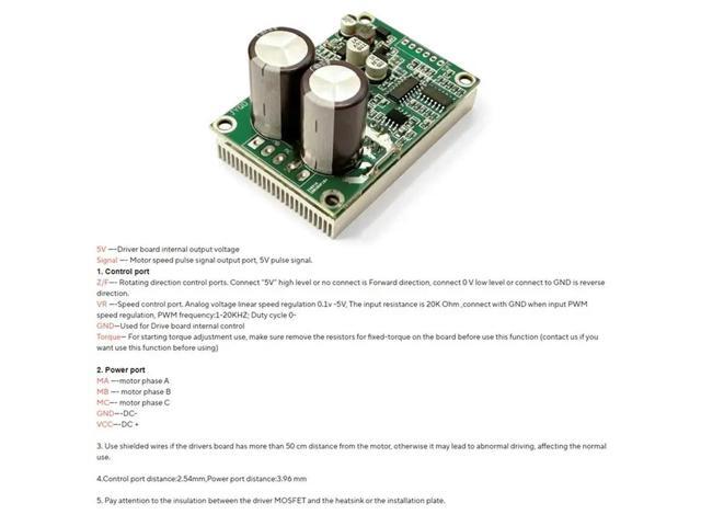 JYQD-V6.5E 36V-72V BLDC Motor Driver Board 16A For 3-Phase Motor PWM/0-5V Speed Control Sensorless Brushless Controller
