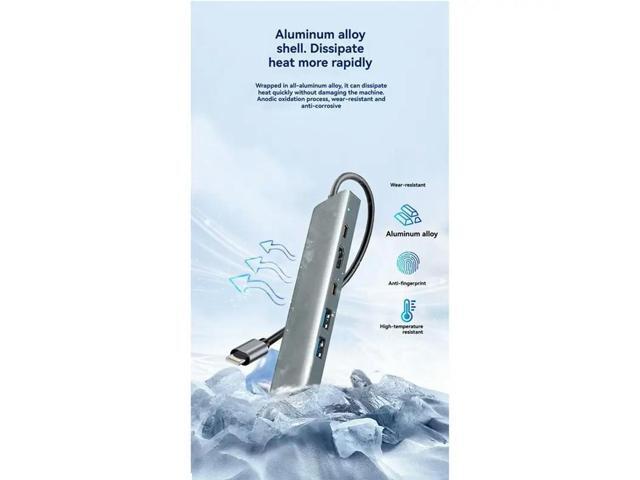 Type C To 4K HDTV USB 3.0 6-In-1 USB C Hub PD 100W Charging Dock Gigabit Ethernet Adapter For TV Mouse Keyboard