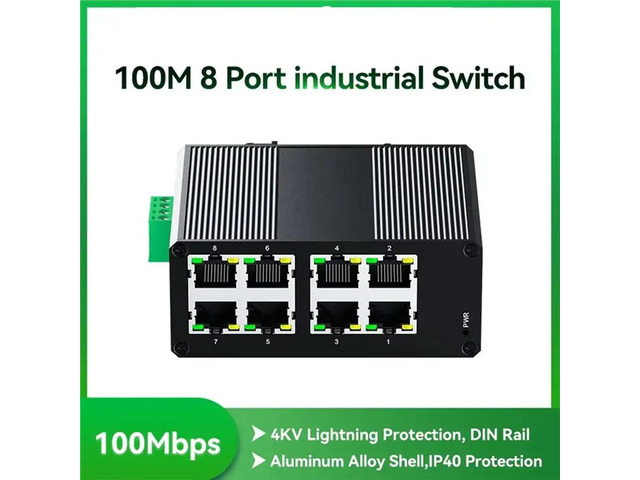 Industrial Ethernet Network Switch 8 Port 100M/1000M Mini Design DIN Rail Mount IP40 Protection Plug And Play Style 100M
