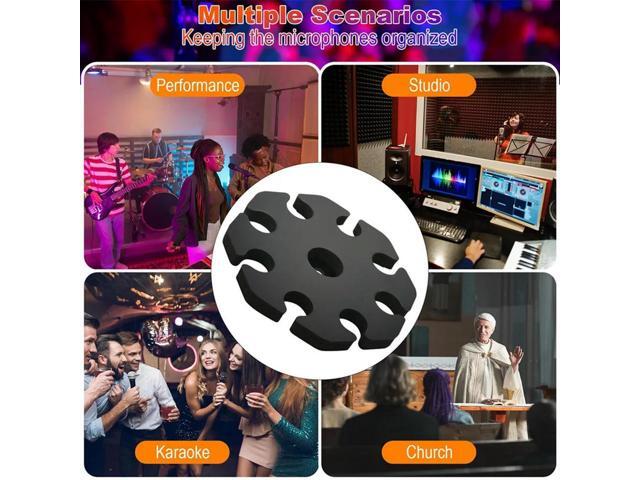 Microphone Holder For Mic Handheld Microphone Organizer For 1/4In,3/8 And 5/8In Threaded Stand Hold Up To 8 Mics