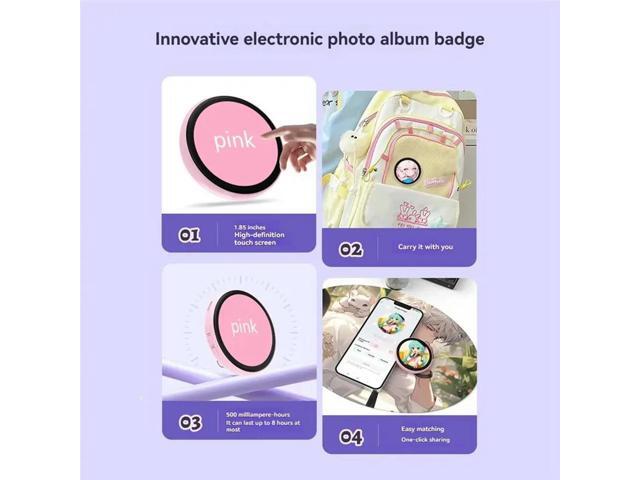 Electronic Baji 1.85' Touch Screen LED Button Pin Cyber Dynamic Display Badge For Otaku Fan Collectible Gift