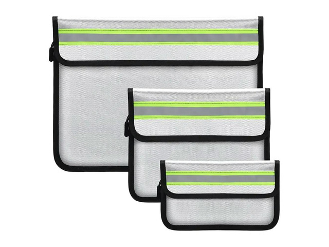 5200 Fireproof Document Bag Set - Waterproof And Reflective Safety Pouches For Valuables, Passports, And Papers