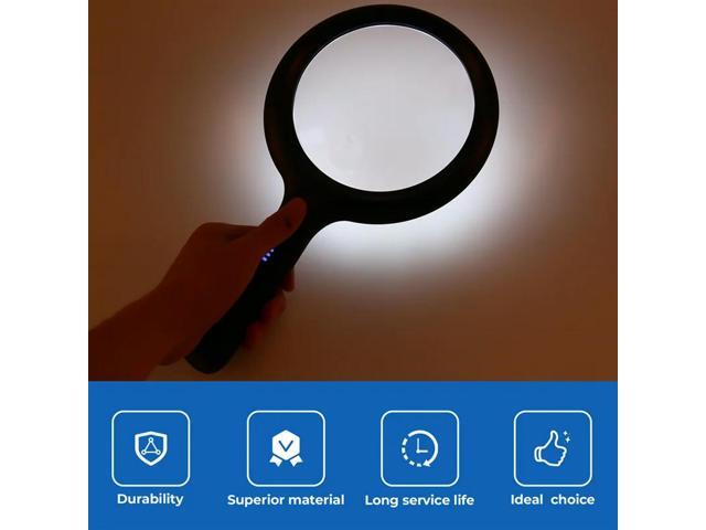 Illuminated Handheld Magnifier 24 LED Light Rechargeable Reading Magnifying Glasses Jewelry Repair Tool For Elderly