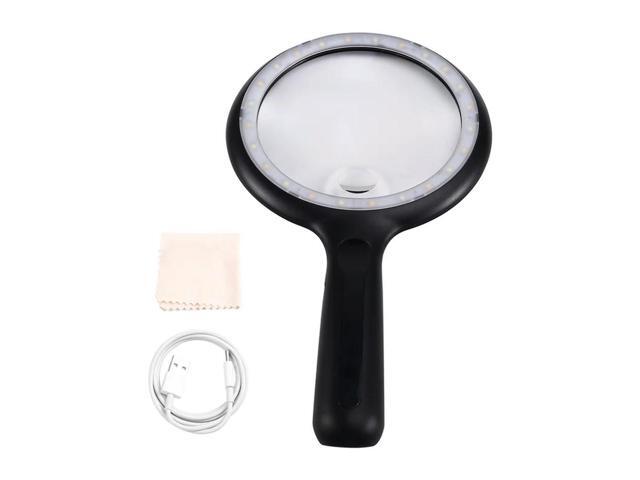 Illuminated Handheld Magnifier 24 LED Light Rechargeable Reading Magnifying Glasses Jewelry Repair Tool For Elderly
