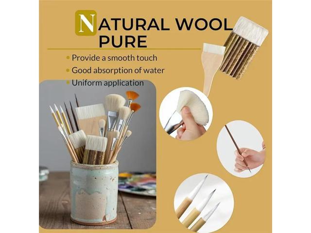 Clay Art For Pottery Glaze& Painting Brush Set- Wooden Brushes(18-Piece), Ideal For Pottery Glazing, Watercolor Pai