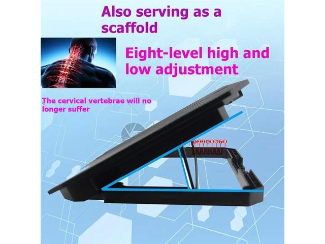 Two Fans Foldable CPU Cooling Laptop Table Colored Lights RGB Notebook Riser 8-Speed Adjustment Laptop Stand