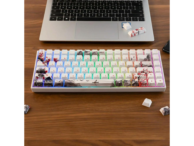 Mechanical Keyboard Custom Keycap Set 127 Keys PBT Japanese Plum-Blossom Dye-Sub MX Switches For Gamer