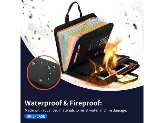Fireproof File Folder, Accordion Design, A4 Size, Large Capacity, Foldable, Waterproof With Handle Document Bag