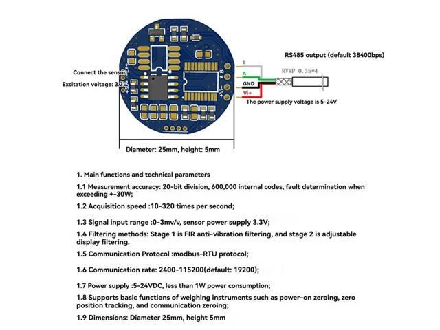 Micro-Digital Weight Signal Transmitter Digital RS485 Electronic Circuit Board For Electronic Computing Scales