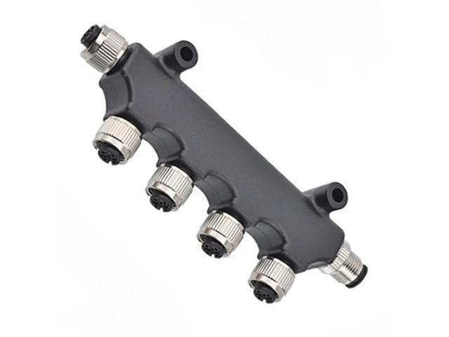 M12 Waterproof Connector T-Shaped 6-Position Adapter 5-Core Hole Aviation Plug l Port One Turn Five Plastic