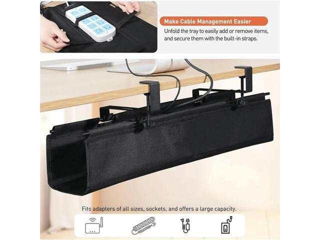 Clamp On Wire And Cable Organizer- Under Desk 27.5' Cable Management Tray For Home Office For And To Hide Cords
