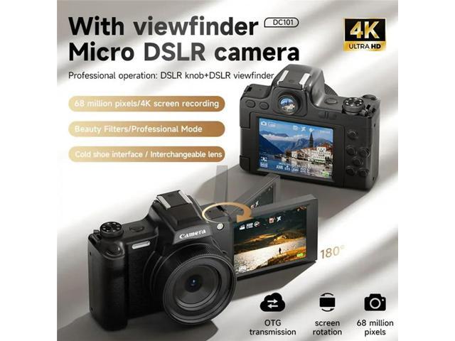 DC101 Micro DSLR 4K HD Camera 68MP CCD With DSLR Viewfinder AF/MF 2.8' Flip Screen OTG Transmission Inch