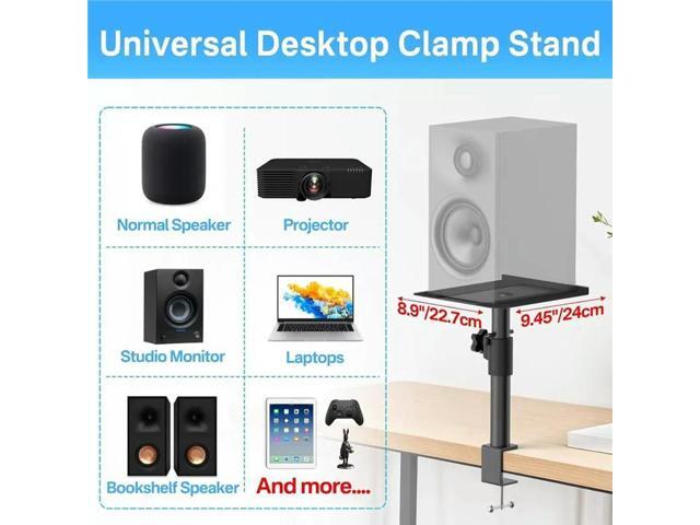 Desktop Speaker Stand Adjustable Height Clamp Mount For Studio-Grade Platform For Studio Monitors Computer Speakers