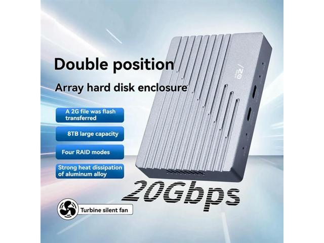 External Hard Disk Case Box For Dual Bay Nvme SSD Enclosure M. 2 2280 Nvme Hard Drive Case 20Gbps USB3.2 Gen2 Type-C US PLU