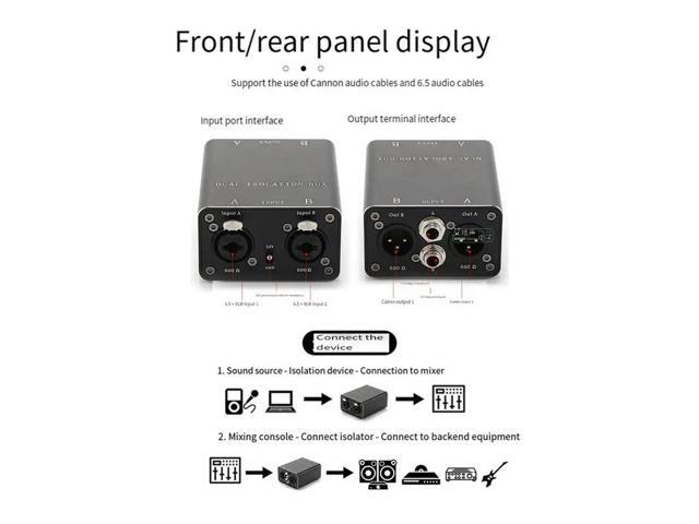 Professional Dual-Channel XLR Audio Isolator Transformer 6.5Mm Jack Coupler Eliminating Current Hum Noise