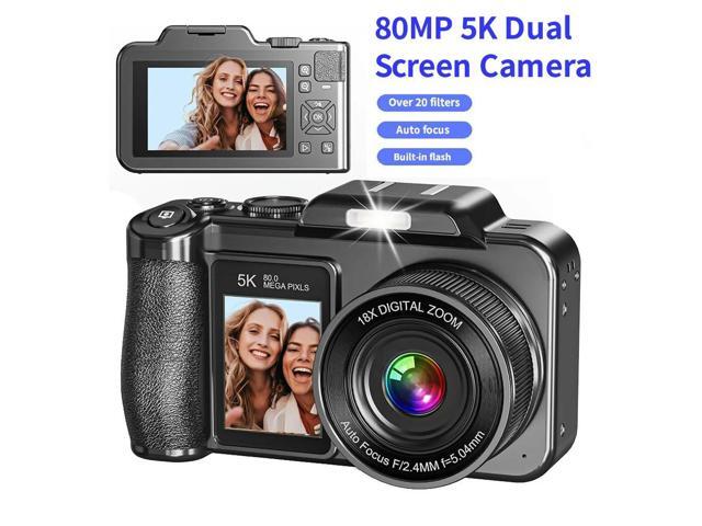 5K 80MP Digital Camera,3.5'+2' Dual Screen Cameras For Photography Autofocus,18X Digital Zoom Recorder Vlogging Camera