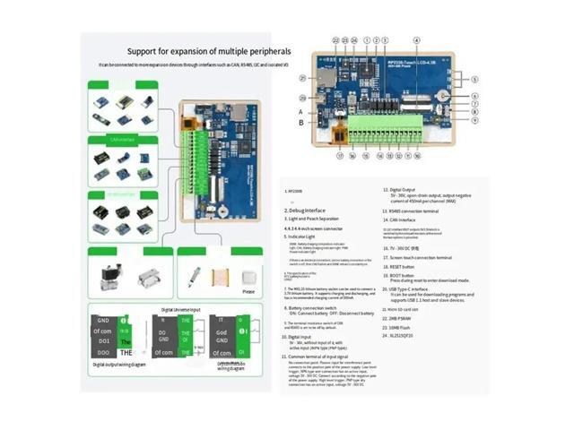 RP2350 4.3Inch LCD 800X480 Touchscreen Display Board Sensor CAN I2C RS485 For Iot Industrial Control With Box