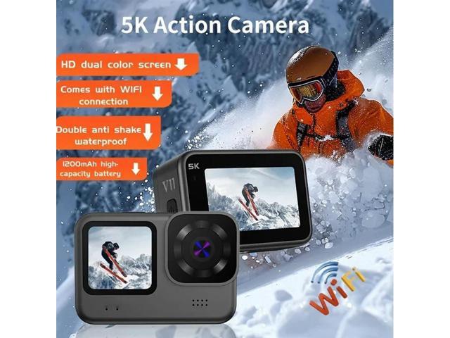 5K Action Camera 4K 60FPS, Dual IPS 2.2 Touch LCD Wide Angle Sport Camera With Waterproof And 5X Zoom Anti-Shake Remot