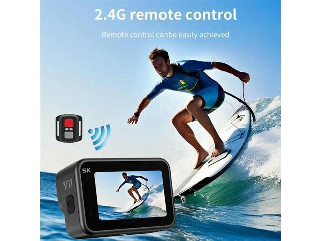 5K Action Camera 4K 60FPS, Dual IPS 2.2 Touch LCD Wide Angle Sport Camera With Waterproof And 5X Zoom Anti-Shake Remot