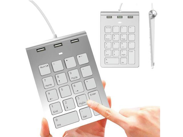 USB & Type C Wired Mini Numeric Keypad with 3 USB2.0 Port Hub 18 Keys Digital Keyboard Numpad for Laptop Computer Desk PC