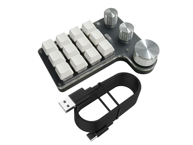 Programmable DIY Mechanical Keyboard 7 Colors Light 12/3 Key Knob Bluetooth-Compatible Shortcut Key for PC Macbook Laptop