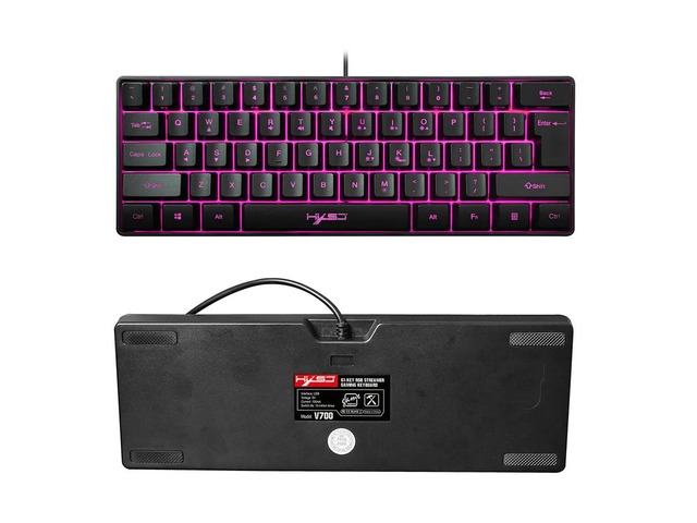 RGB Backlight Keypad HXSJ V700 61 Keys USB Wired Gaming Keyboard Household Computer Accessories for PC Gamer