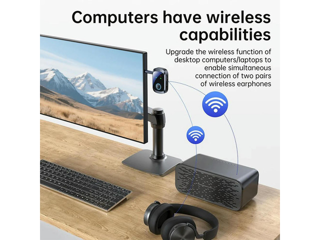 Airplane BT5.4 Adapter LCD Screen AUX Adapter Receiver Dual Link BT for 2 AirPods Headphones Or BT Devices