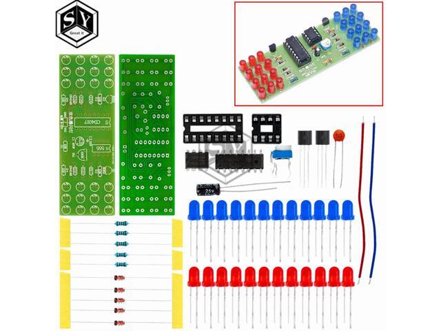 DIY NE555 CD4017 Flashing Light Kit Red Blue Dual-Color LED Electronic Manufacturing Project for Starters